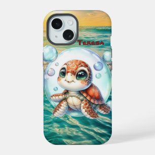 Cute beach sea turtle  iPhone 15 case