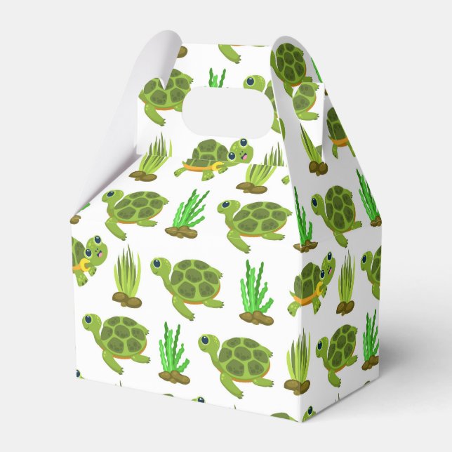 Cute beach sea turtle tiled party favor box (Front Side)