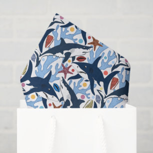 Cute beach shark pattern party tissue paper