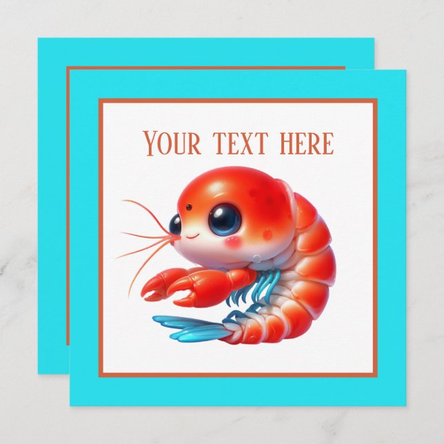 Cute beach shrimp party  invitation (Front/Back)