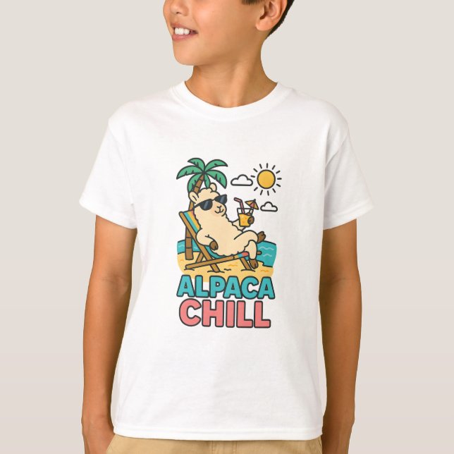 Cute Beach Tee Alpaca Chill Summer Shirt  (Front)