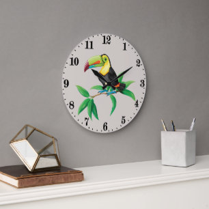 cute beach toucan decor large clock