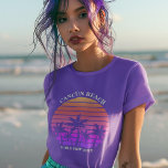 Cute Beach Trip Tropical Palm Tree Custom Purple T-Shirt<br><div class="desc">Cool matching family vacation purple t-shirts for to wear on an island cruise or on a girls trip. Features beautiful palm trees in front of a pretty pink beach sunset on purple tees. Perfect custom tees for your summer trip to the sea.</div>