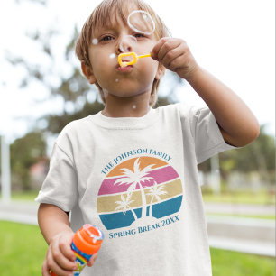 Cute Beach Trip Tropical Palm Tree Sunset Custom Toddler T-shirt