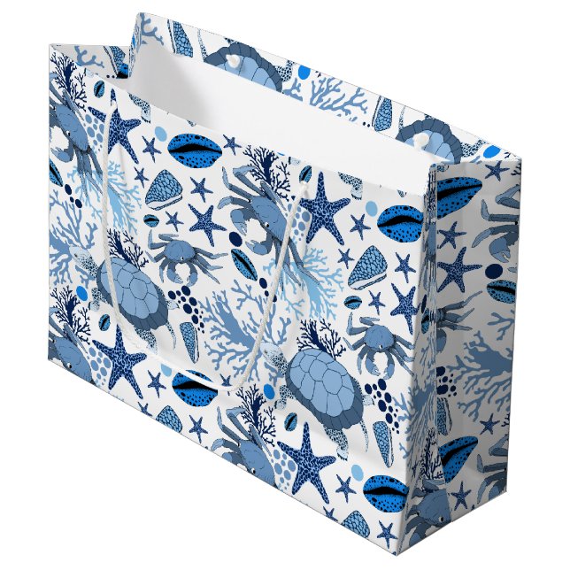 Cute beach turtles crabs pattern party bag (Front Angled)