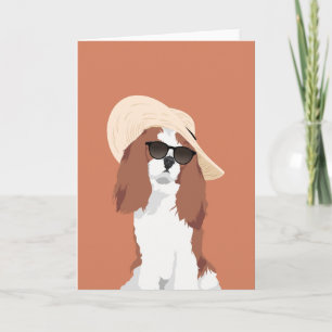 Cute Beach Vacation Cavalier King Charles Spaniel Card