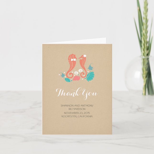 cute beach wedding thank you cards (Front)