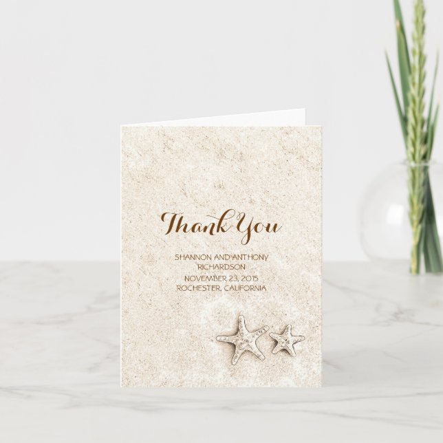 cute beach wedding thank you cards (Front)