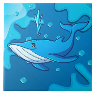 cute beach whale decor tile