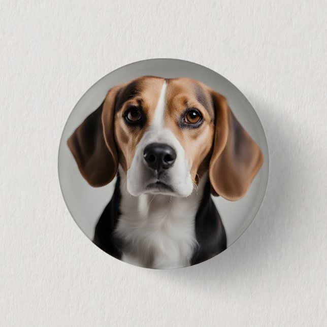Cute Beagle 1 Inch Round Button (Front)