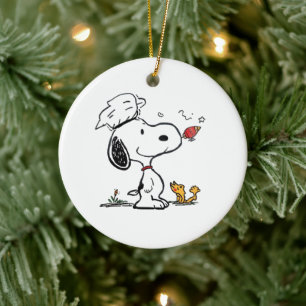 Cute Beagle Astronaut Cartoon Illustration Ceramic Ornament