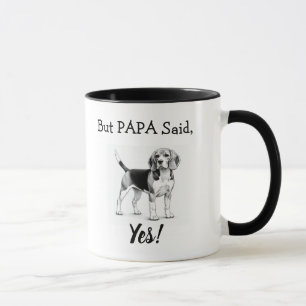 Cute Beagle Black/ White typography Personalize Mug