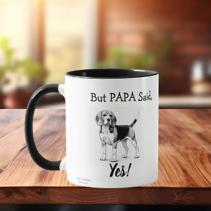 Cute Beagle Black/ White typography Personalize Mug