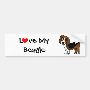 Cute Beagle Cartoon Dog Bumper Sticker