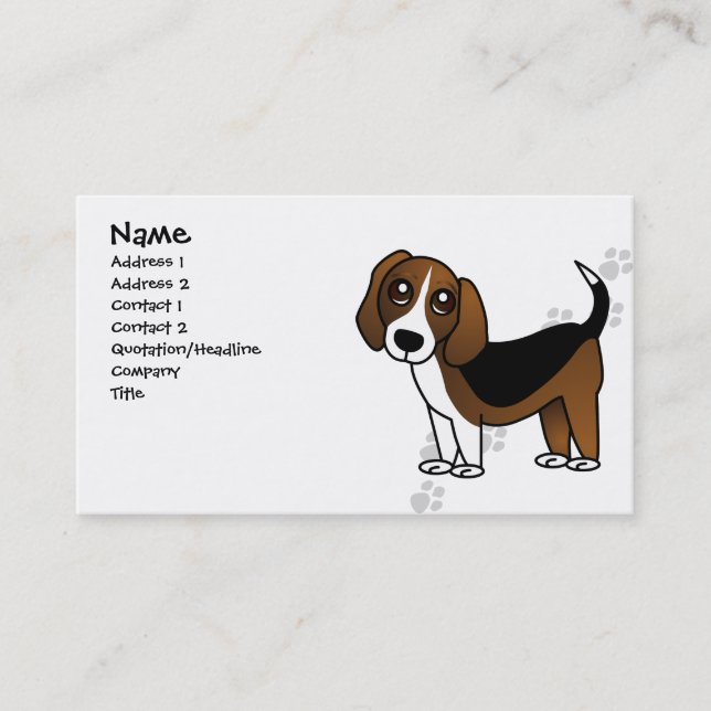 Cute Beagle Cartoon Dog Business Card (Front)