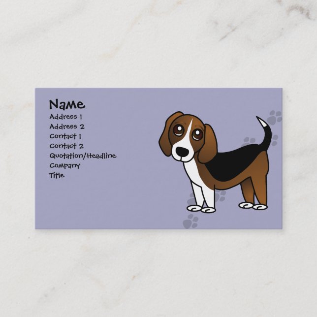Cute Beagle Cartoon Dog Business Card (Front)