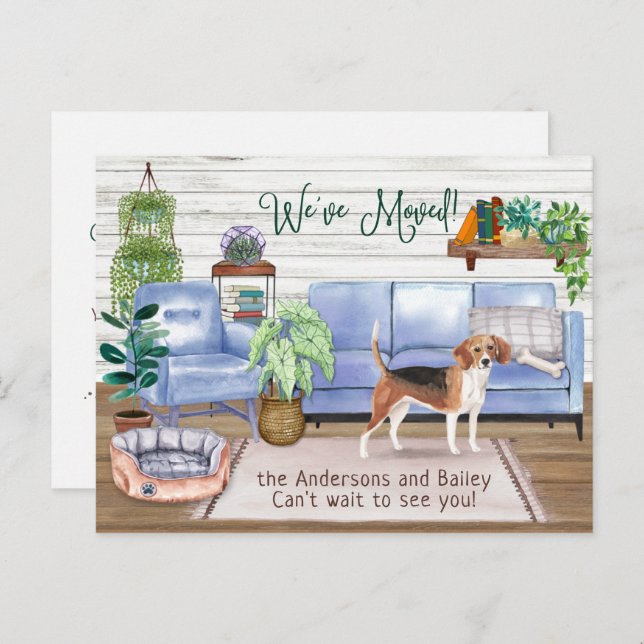 Cute Beagle Cozy New Home Moving          Announcement Postcard (Front/Back)
