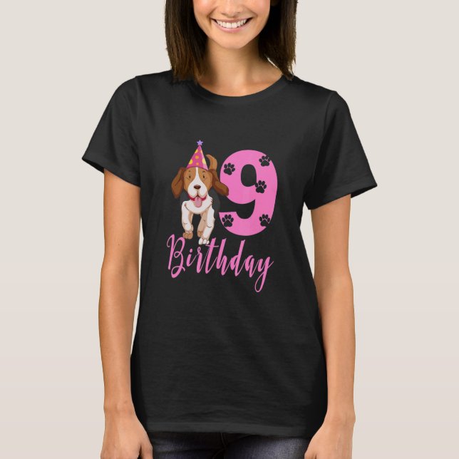 Cute Beagle Dog 1Th Birthday T-Shirt (Front)