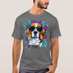 Cute Beagle dog and flowers T-Shirt