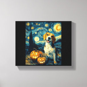 Cute beagle Dog Halloween Jack O Lantern Pumpkin F Canvas Print