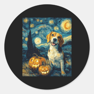 Cute beagle Dog Halloween Jack O Lantern Pumpkin F Classic Round Sticker