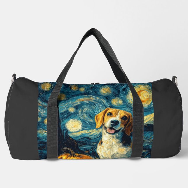 Cute beagle Dog Halloween Jack O Lantern Pumpkin F Duffle Bag (Front)