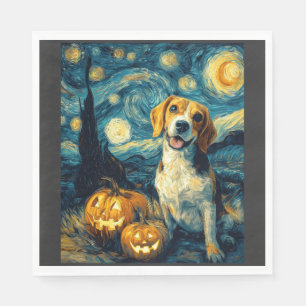 Cute beagle Dog Halloween Jack O Lantern Pumpkin F Napkin