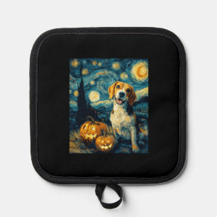 Cute beagle Dog Halloween Jack O Lantern Pumpkin F Pot Holder
