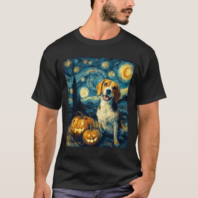 Cute beagle Dog Halloween Jack O Lantern Pumpkin F T-Shirt (Front)