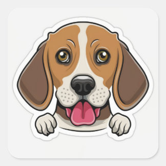 Cute beagle dog head square sticker