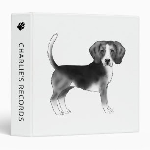 Cute Beagle Dog In Black And White And Custom Text Binder