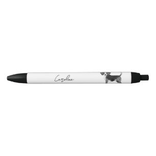 Cute Beagle Dog In Black And White And Custom Text Ink Pen