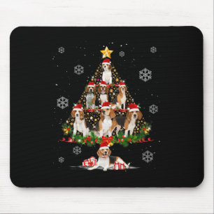 Cute Beagle Dog Lovers Christmas Tree Lights Xmas Mouse Pad