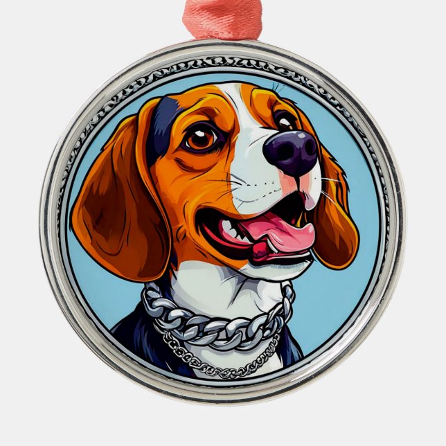 Cute beagle Dog Metal Ornament (Front)