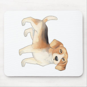 Cute Beagle Dog Paintings Mouse Pad