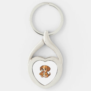 Cute beagle dog pizza pizza lovers cartoon keychain