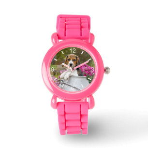 Cute Beagle Dog Puppy Churn  Strapwatch dial-plate Watch