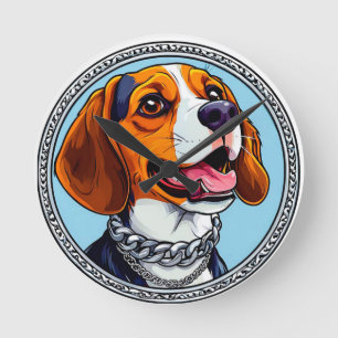 Cute beagle Dog Round Clock