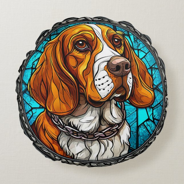 Cute Beagle dog Round Pillow (Front)