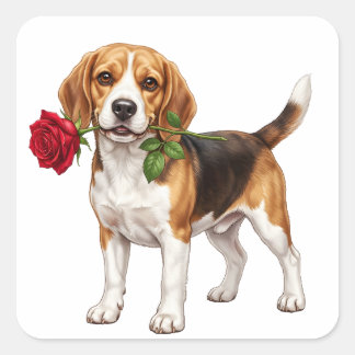 ‏Cute Beagle Dog Square Sticker