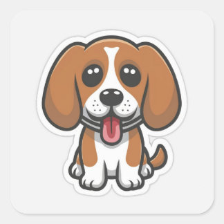 Cute beagle dog square sticker