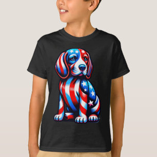 Cute Beagle Dog Usa Flag Women Men Dog Lovers 4th  T-Shirt