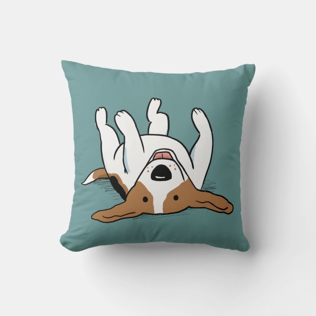 Cute Beagle Happy Cartoon Dog Animal Lover's Throw Pillow (Front)