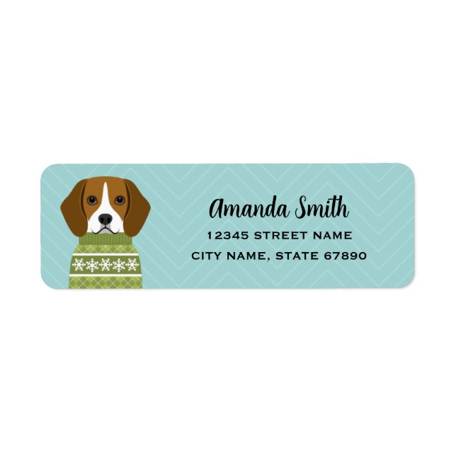 Cute Beagle in Sweater Blue Address Labels (Front)