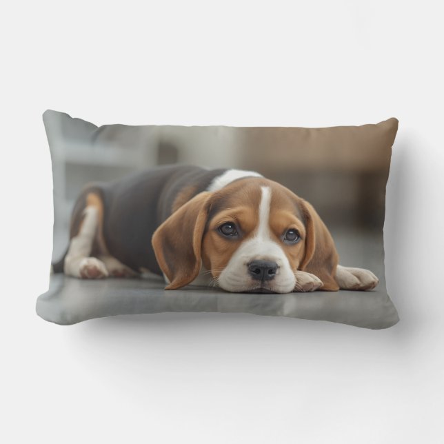 Cute Beagle Lumbar Pillow (Front)