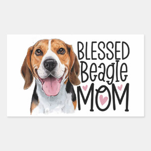Cute Beagle Mom Dog Lover Pink Hearts Puppy Love Sticker