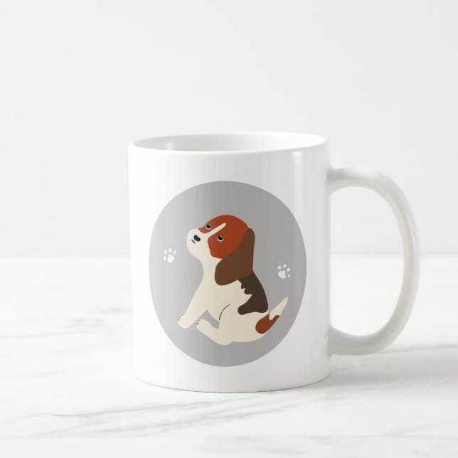 Cute beagle mug かわいいビーグルのイラストのマグカップ コーヒーマグカップ (Droite)