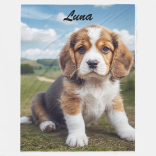 Cute Beagle Personalized Fleece Blanket