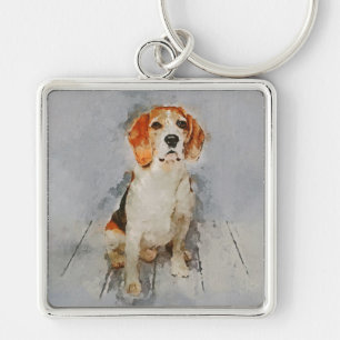 Cute Beagle Portrait Keychain