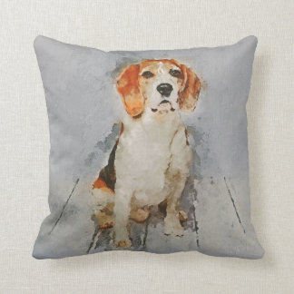 Cute Beagle Portrait Throw Pillow